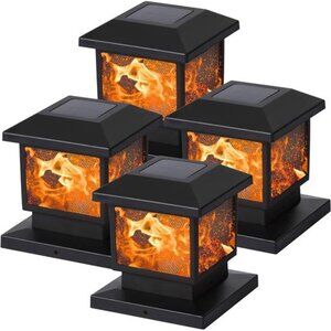 Solar LED Flickering Flame Post Lights, 72 SMD LEDs, Fits 4x4 to 6x6 Posts